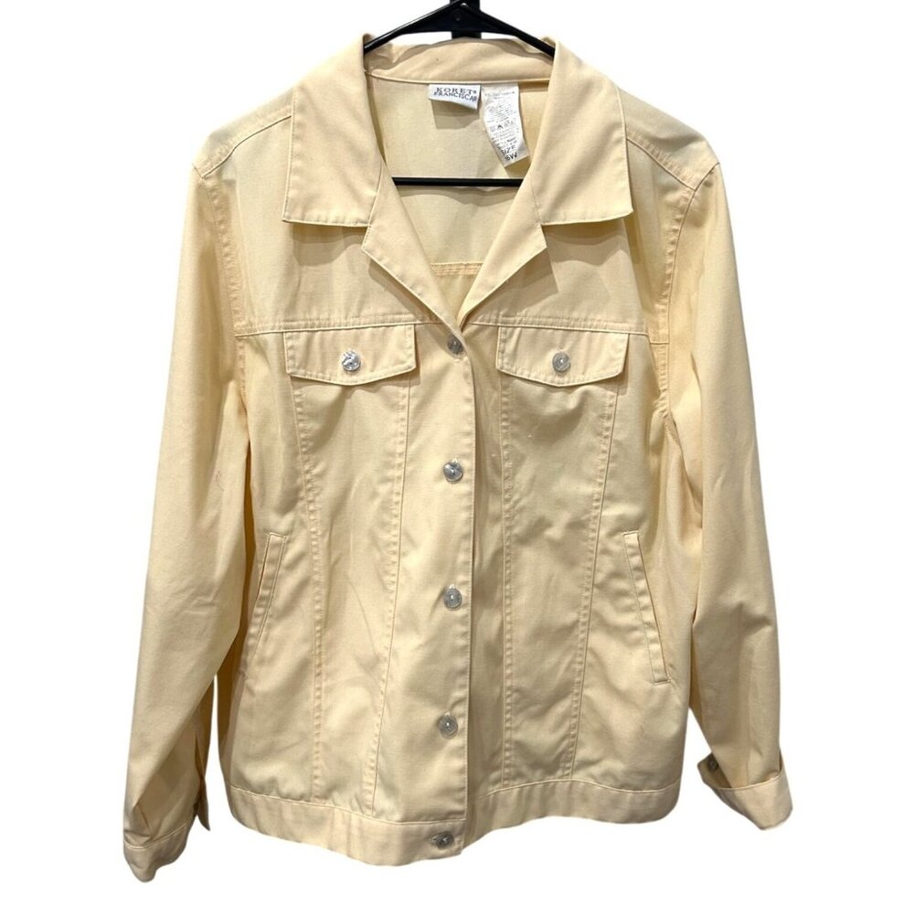 Koret Francisca Womens Yellow Button Up Collared Jacket SZ 16W